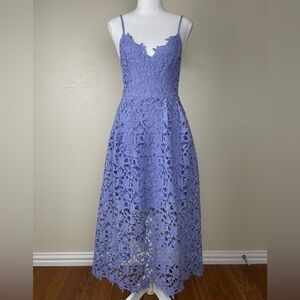 ASTR The Label Lavender Periwinkle Lace Midi Dress